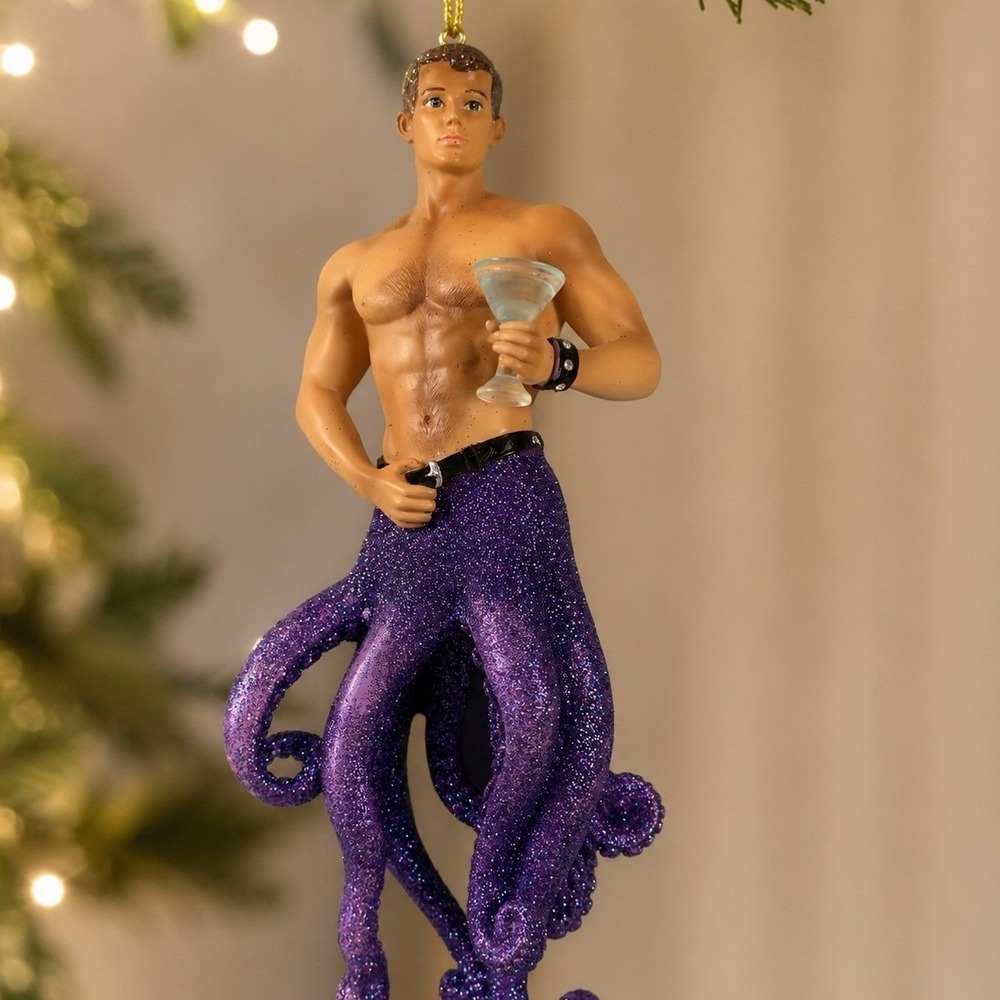 December Diamonds Octotini Merman Ornament 2015 Purple Octopus Cocktail w/ Box